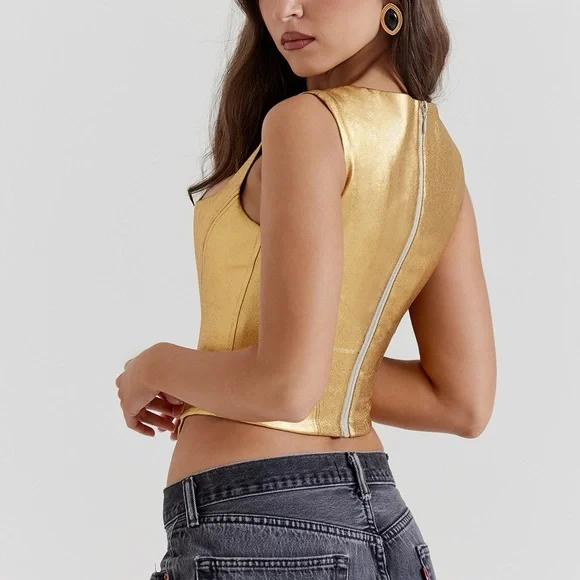 House of CB Karia Gold Crop Top - Picture 5 of 9